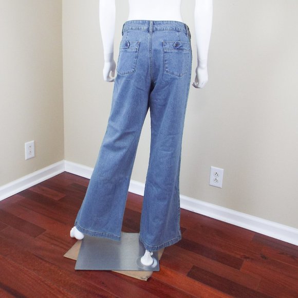 CHADWICKS WIDE LEG SAILOR STYLE MEDIUM BLUE STRETCH JEANS - SZ 10 - Picture 4 of 4